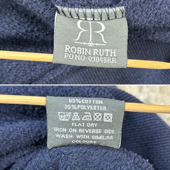 Robin Ruth New York 3 Navy Blue Zip Up Sweatshirt Large - Picture 8 of 8